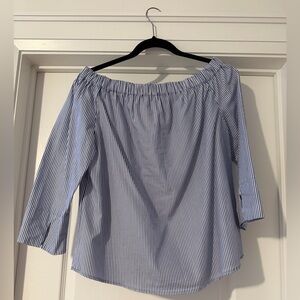 Zara Blue Striped Off-Shoulder Women's Top
